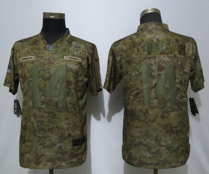 Women Minnesota Vikings #14 Dlggs Nike Camo Salute to  Service Limited NFL Jerseys->women nfl jersey->Women Jersey